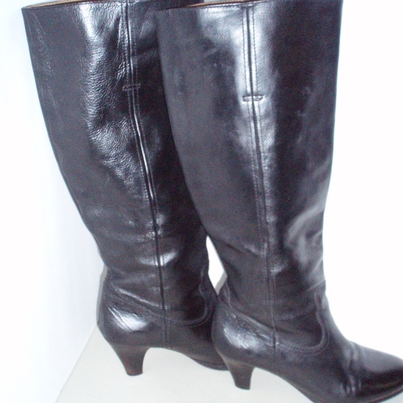 Frye Shoes - FRYE Black Leather Tall Boots/Heels-Size 9 B